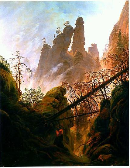 Caspar David Friedrich Felsenlandschaft im de:Elbsandsteingebirge oil painting image